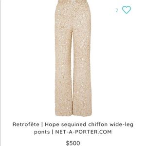 NWT Retrofete Hope Champagne Sequined Wide-Leg Pants Trousers RARE XS
